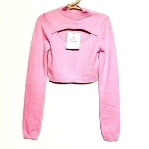 Blue Blush Pink Keyhole Sweater Long Sleeve Top Mock Neck NWT Medium